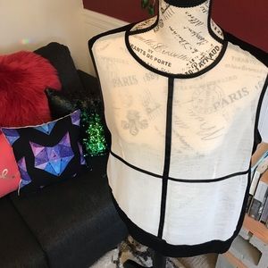 Sheer Black & White Blouse